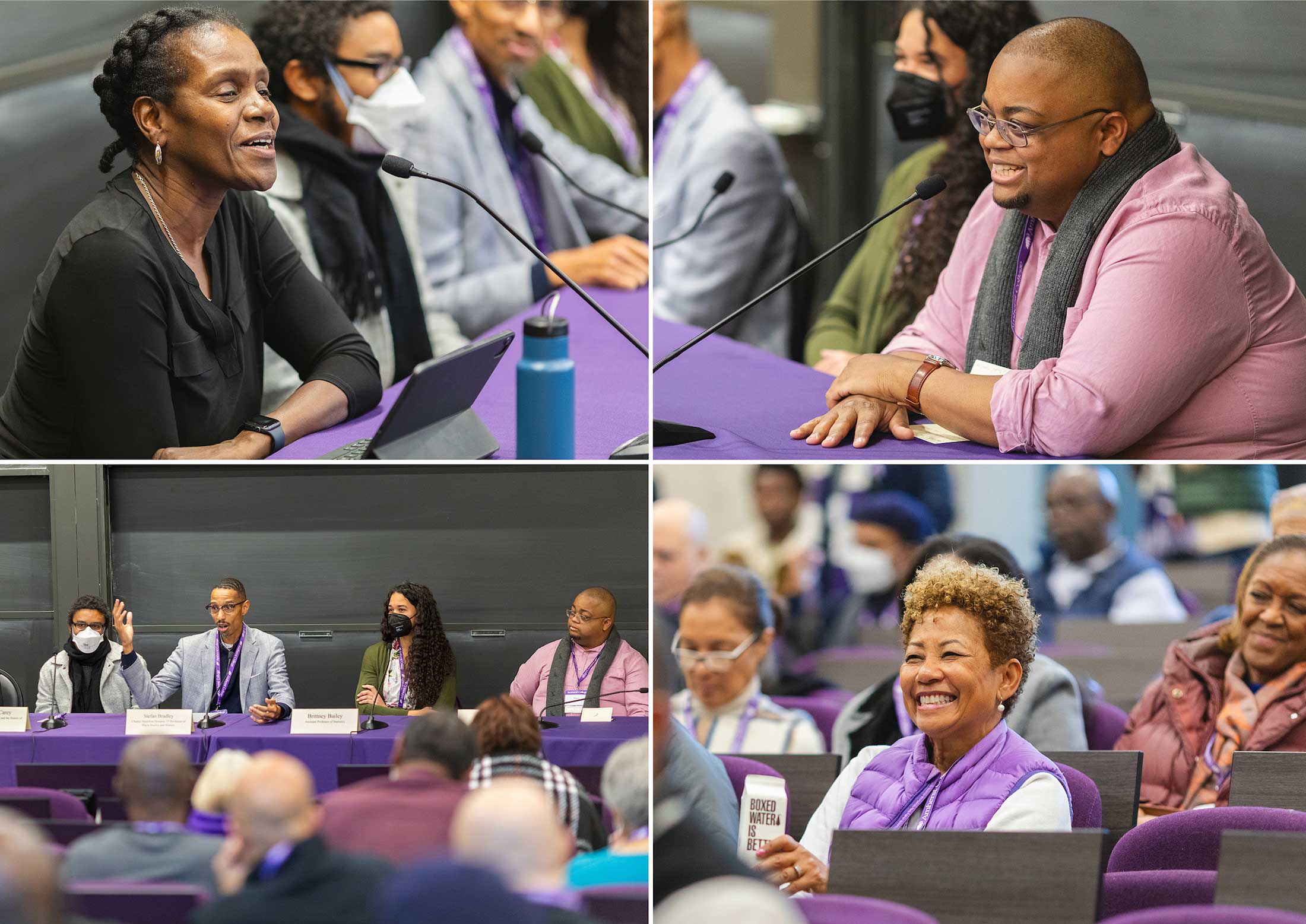 Black faculty speak during the Black Scholars Panel at Amherst College.