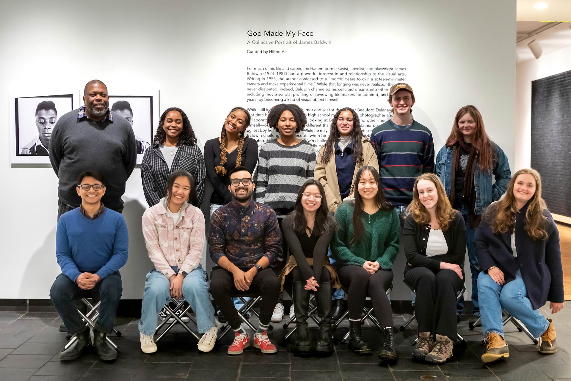 Hilton Als poses with the students who took his Master Class in writing.