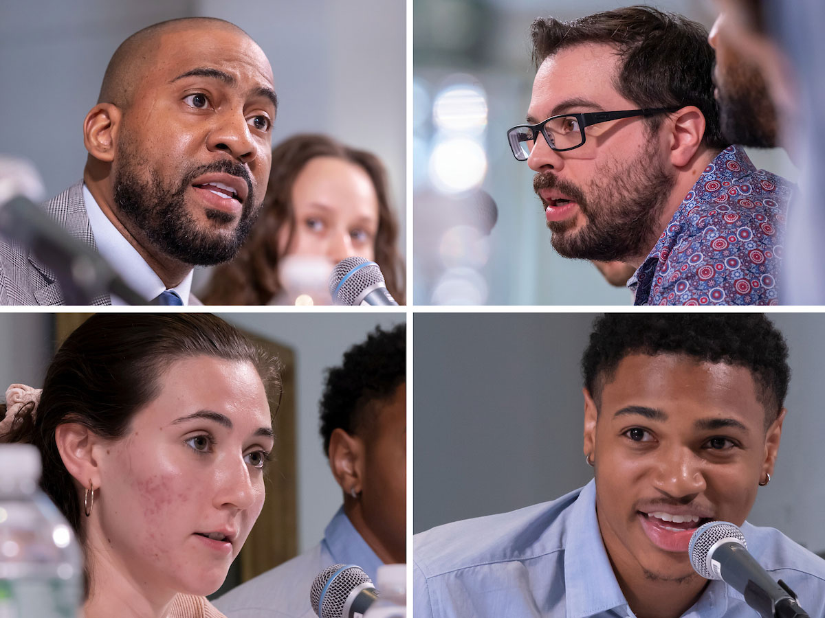 Close ups of panelists speaking at Admitted Student Open House.