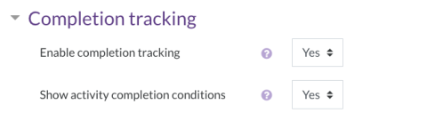 completion tracking settings